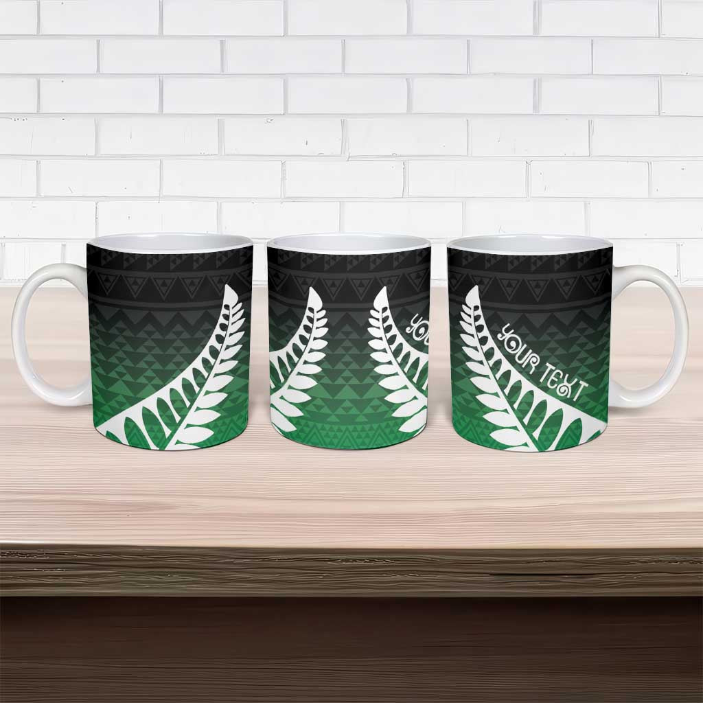 Green Silver Fern Spirit Taniko Tukutuku Personalised Ceramic Mug - Aussie Hoodie