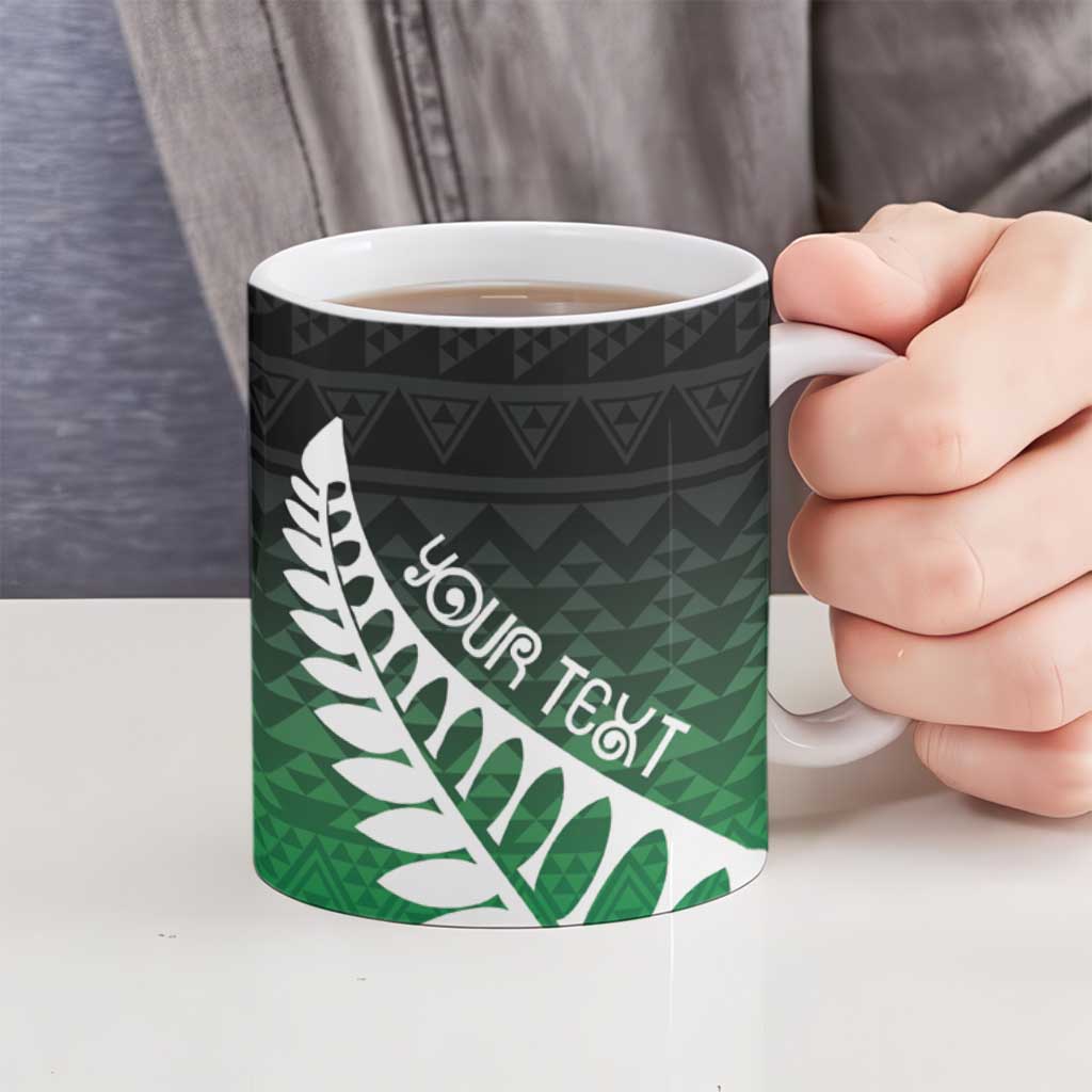 Green Silver Fern Spirit Taniko Tukutuku Personalised Ceramic Mug - Aussie Hoodie