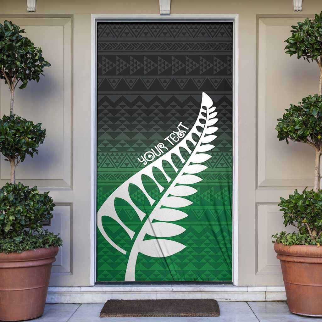 Green Silver Fern Spirit Taniko Tukutuku Personalised Door Cover - Aussie Hoodie
