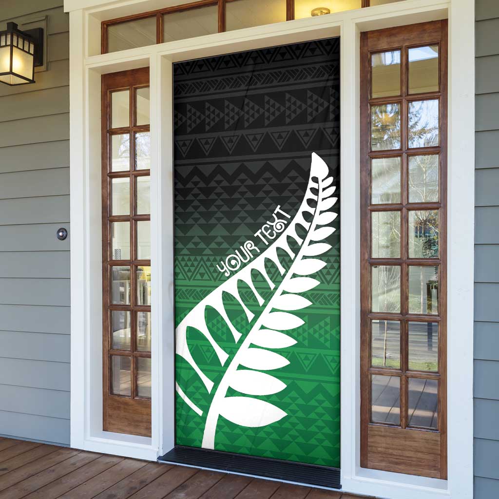 Green Silver Fern Spirit Taniko Tukutuku Personalised Door Cover - Aussie Hoodie
