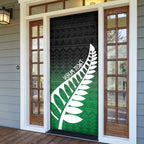 Green Silver Fern Spirit Taniko Tukutuku Personalised Door Cover - Aussie Hoodie
