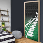Green Silver Fern Spirit Taniko Tukutuku Personalised Door Cover - Aussie Hoodie