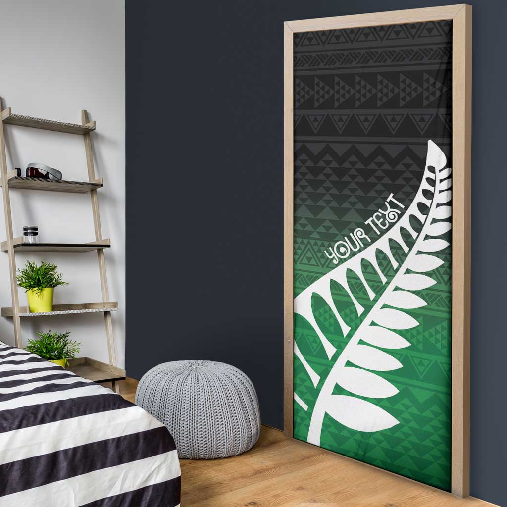 Green Silver Fern Spirit Taniko Tukutuku Personalised Door Cover - Aussie Hoodie