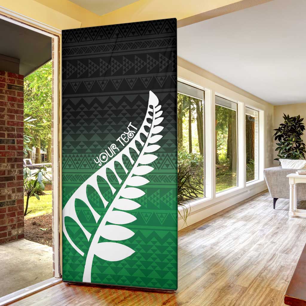 Green Silver Fern Spirit Taniko Tukutuku Personalised Door Cover - Aussie Hoodie