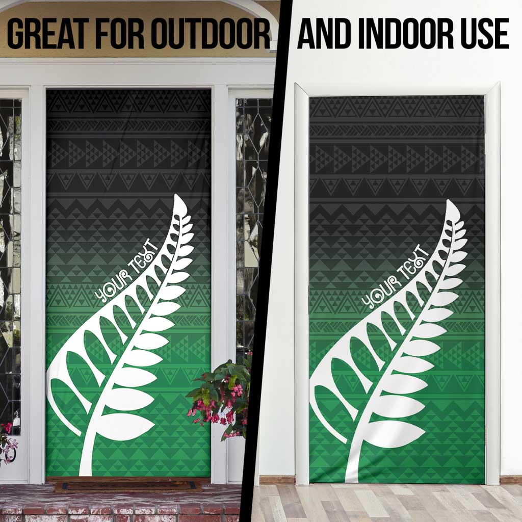 Green Silver Fern Spirit Taniko Tukutuku Personalised Door Cover - Aussie Hoodie