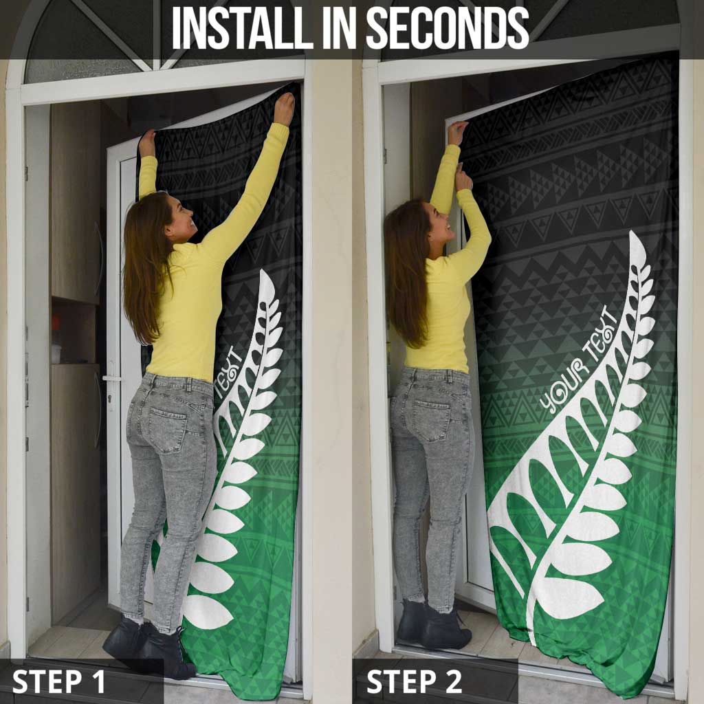 Green Silver Fern Spirit Taniko Tukutuku Personalised Door Cover - Aussie Hoodie