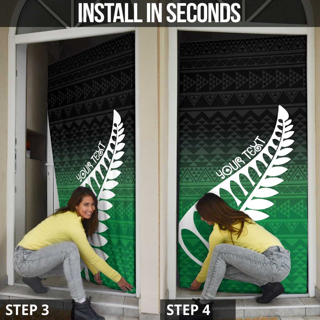 Green Silver Fern Spirit Taniko Tukutuku Personalised Door Cover - Aussie Hoodie
