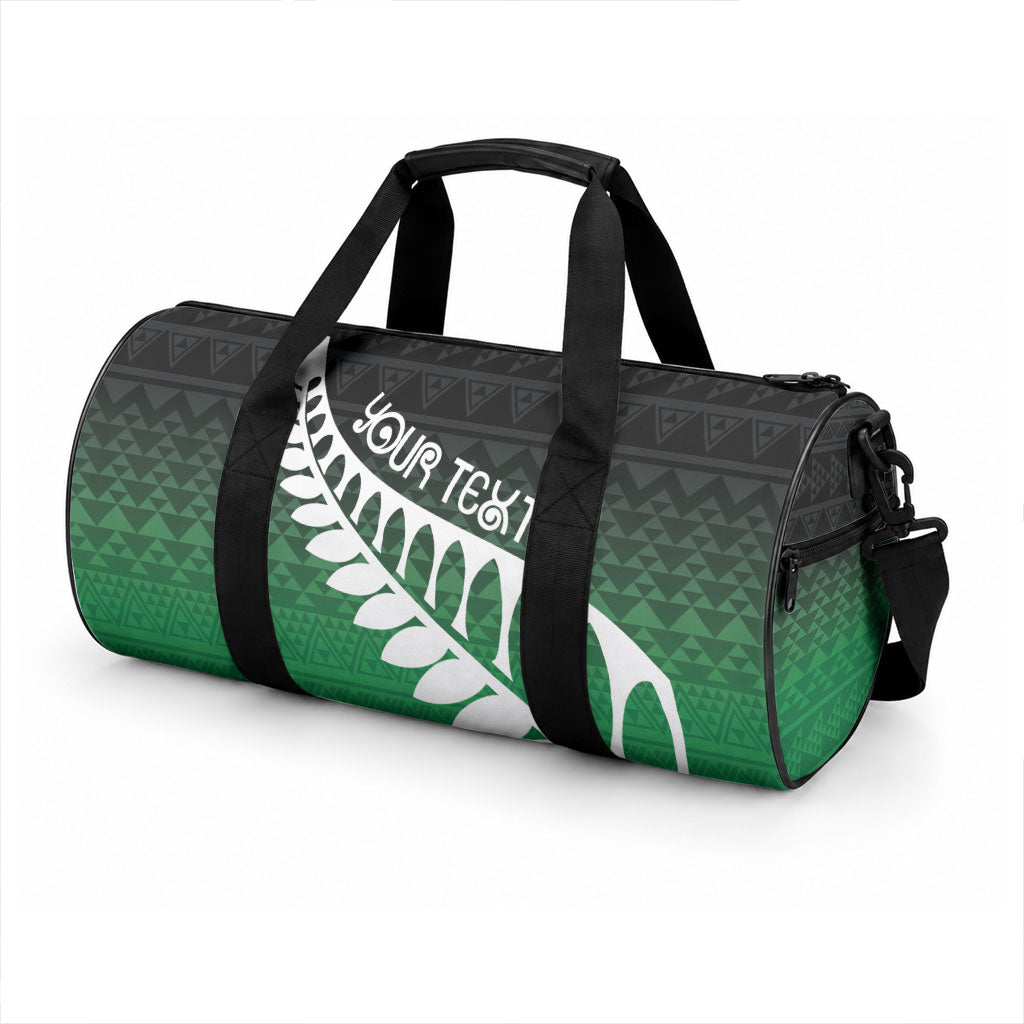 Green Silver Fern Spirit Taniko Tukutuku Personalised Duffle Bag