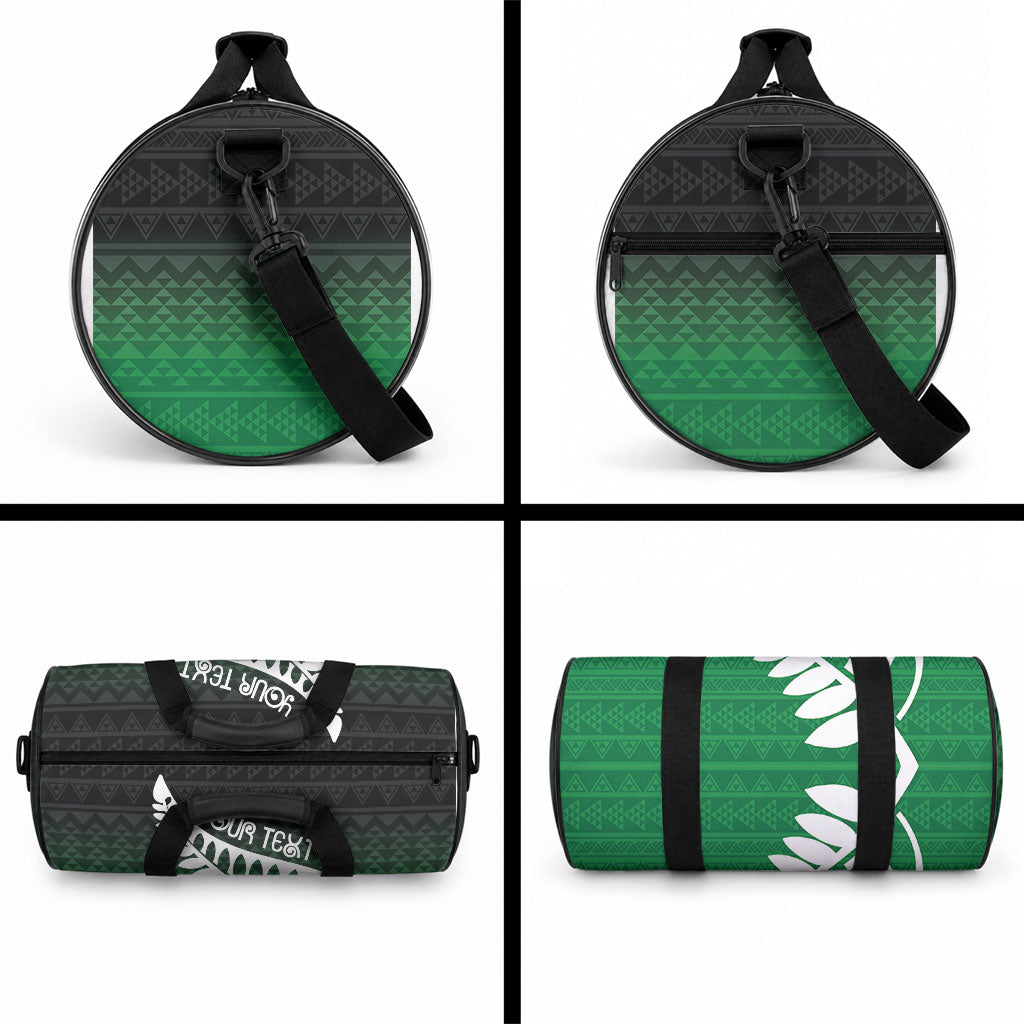 Green Silver Fern Spirit Taniko Tukutuku Personalised Duffle Bag