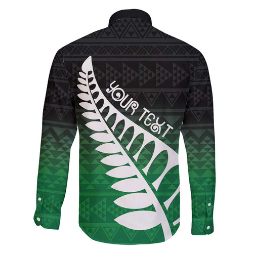 Green Silver Fern Spirit Taniko Tukutuku Personalised Family Matching Off Shoulder Maxi Dress and Hawaiian Shirt