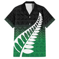 Green Silver Fern Spirit Taniko Tukutuku Personalised Family Matching Short Sleeve Bodycon Dress and Hawaiian Shirt