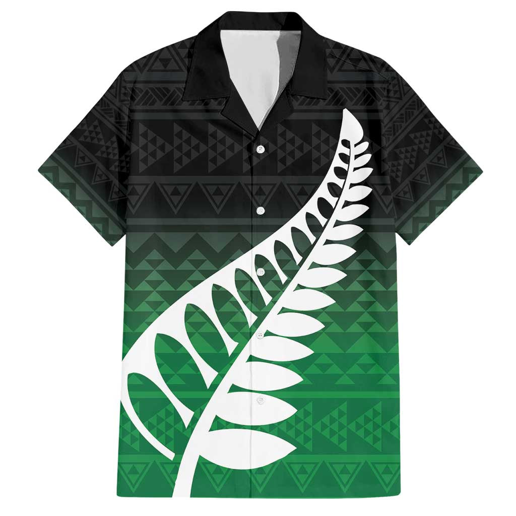 Green Silver Fern Spirit Taniko Tukutuku Personalised Family Matching Short Sleeve Bodycon Dress and Hawaiian Shirt