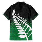 Green Silver Fern Spirit Taniko Tukutuku Personalised Family Matching Summer Maxi Dress and Hawaiian Shirt