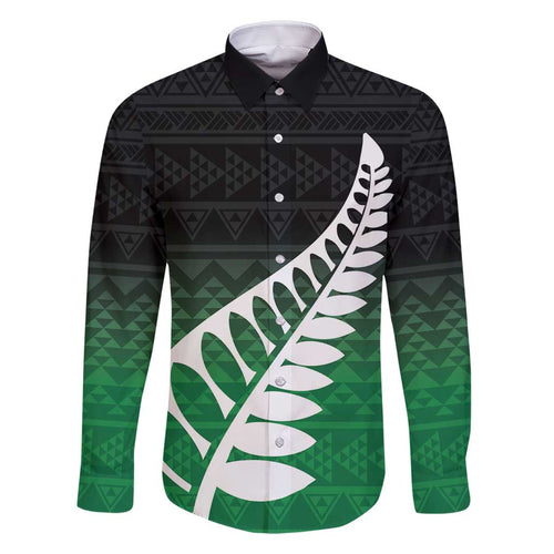Green Silver Fern Spirit Taniko Tukutuku Personalised Family Matching Tank Maxi Dress and Hawaiian Shirt