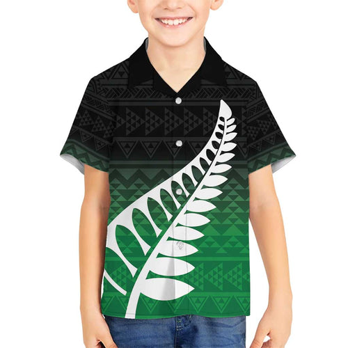 Green Silver Fern Spirit Taniko Tukutuku Personalised Family Matching Tank Maxi Dress and Hawaiian Shirt
