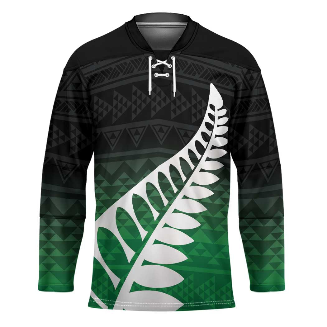 Green Silver Fern Spirit Taniko Tukutuku Personalised Hockey Jersey - Aussie Hoodie
