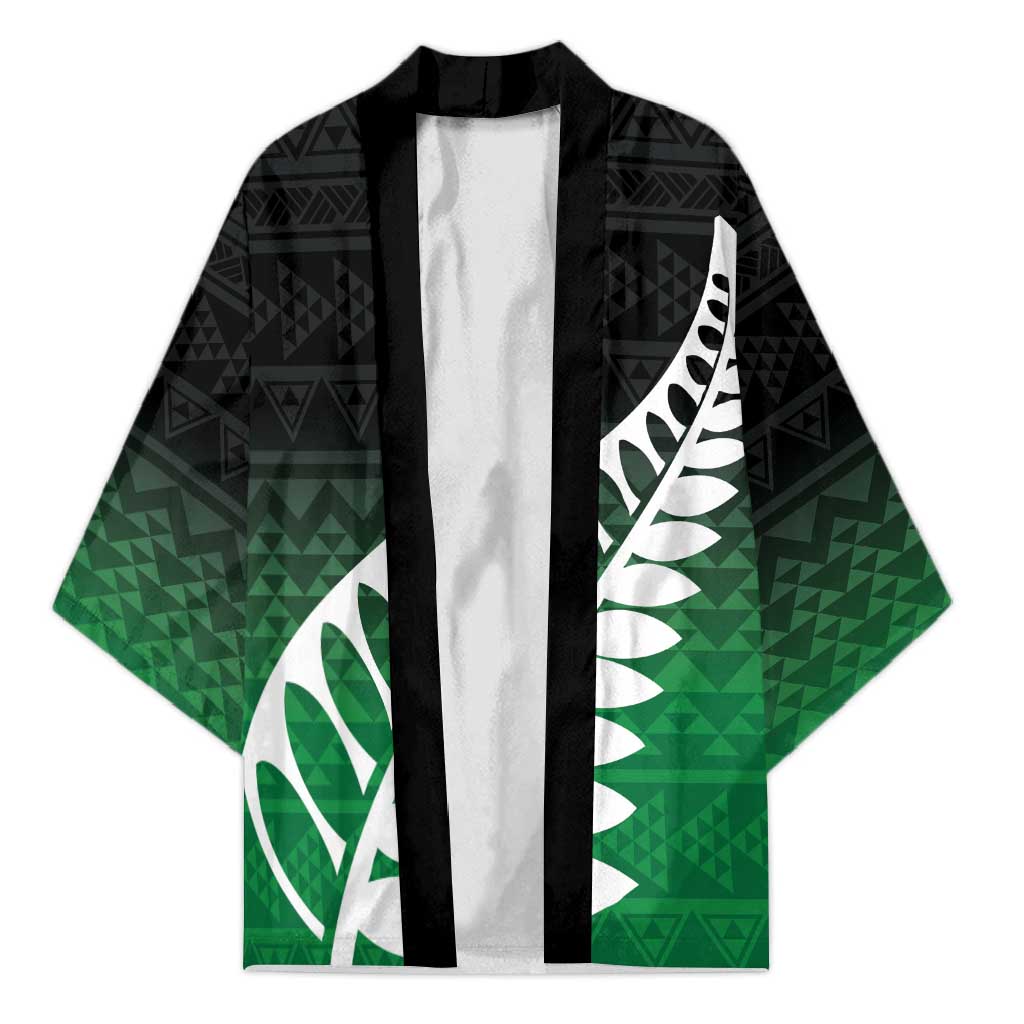 Green Silver Fern Spirit Taniko Tukutuku Personalised Kimono - Aussie Hoodie