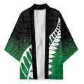 Green Silver Fern Spirit Taniko Tukutuku Personalised Kimono - Aussie Hoodie