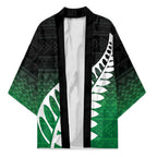 Green Silver Fern Spirit Taniko Tukutuku Personalised Kimono - Aussie Hoodie