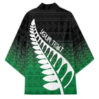 Green Silver Fern Spirit Taniko Tukutuku Personalised Kimono - Aussie Hoodie
