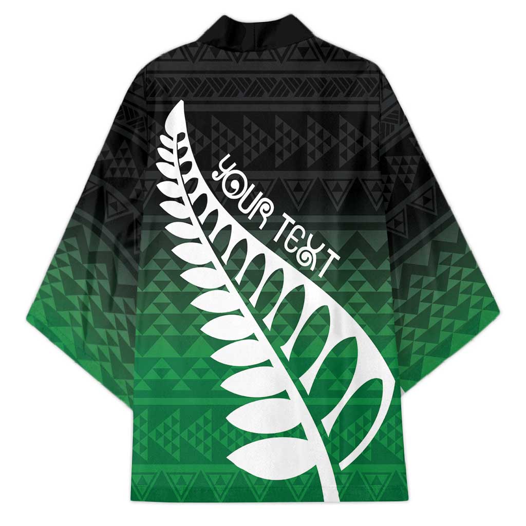 Green Silver Fern Spirit Taniko Tukutuku Personalised Kimono - Aussie Hoodie