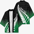 Green Silver Fern Spirit Taniko Tukutuku Personalised Kimono - Aussie Hoodie