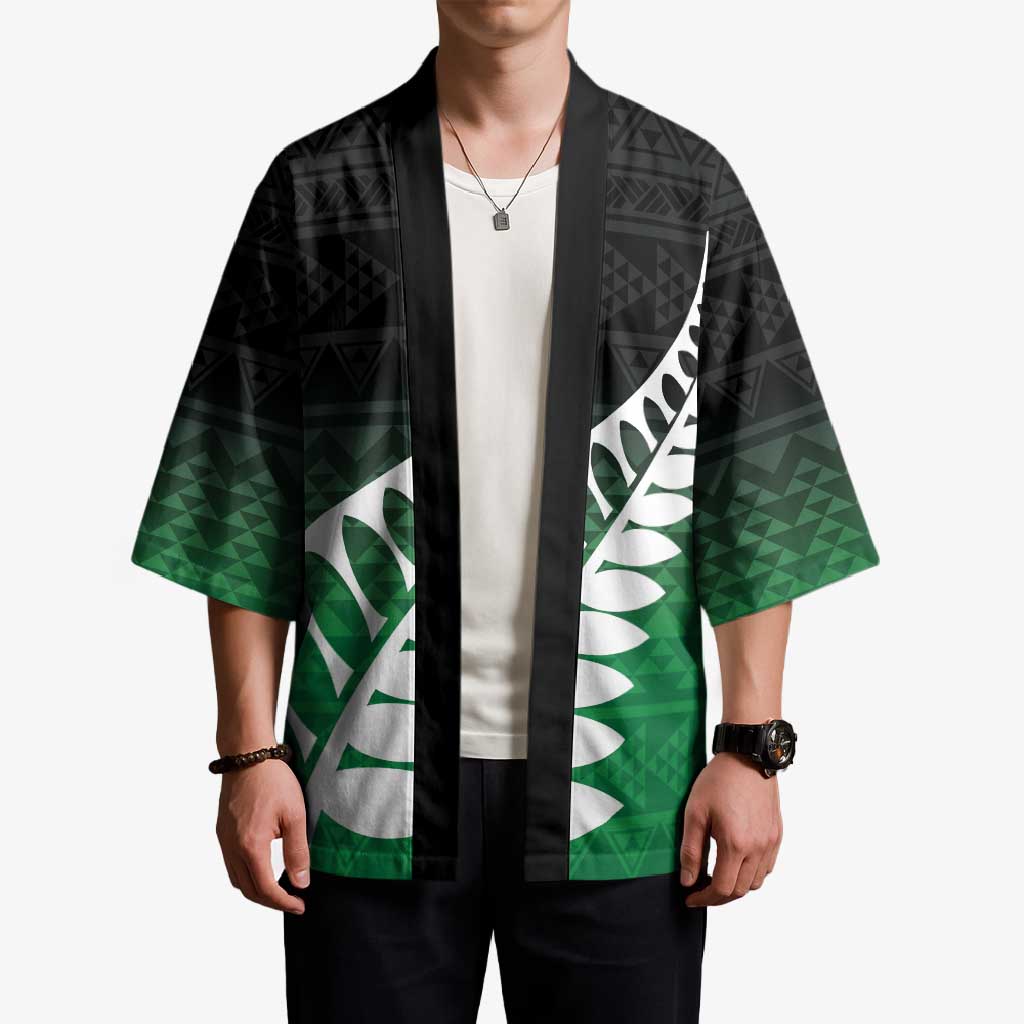 Green Silver Fern Spirit Taniko Tukutuku Personalised Kimono - Aussie Hoodie