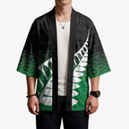 Green Silver Fern Spirit Taniko Tukutuku Personalised Kimono - Aussie Hoodie
