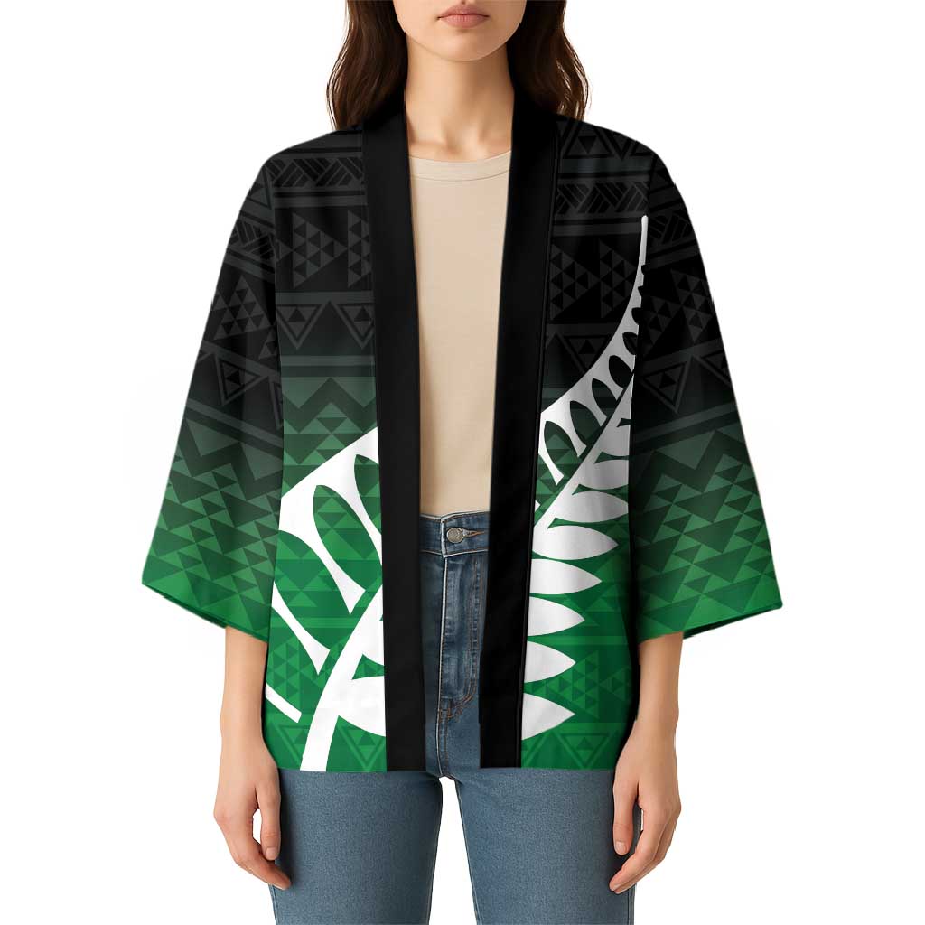 Green Silver Fern Spirit Taniko Tukutuku Personalised Kimono - Aussie Hoodie