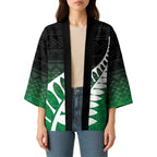 Green Silver Fern Spirit Taniko Tukutuku Personalised Kimono - Aussie Hoodie