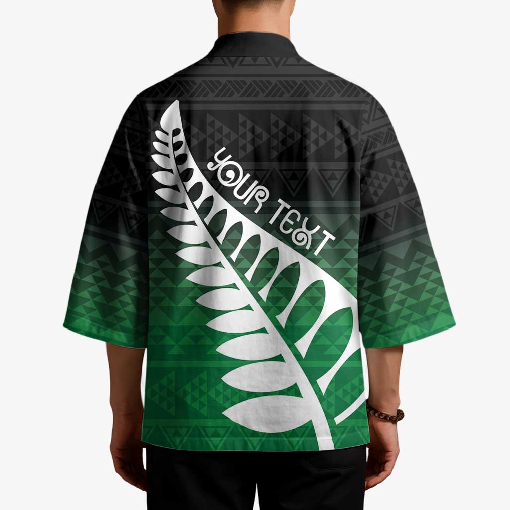 Green Silver Fern Spirit Taniko Tukutuku Personalised Kimono - Aussie Hoodie