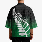 Green Silver Fern Spirit Taniko Tukutuku Personalised Kimono - Aussie Hoodie