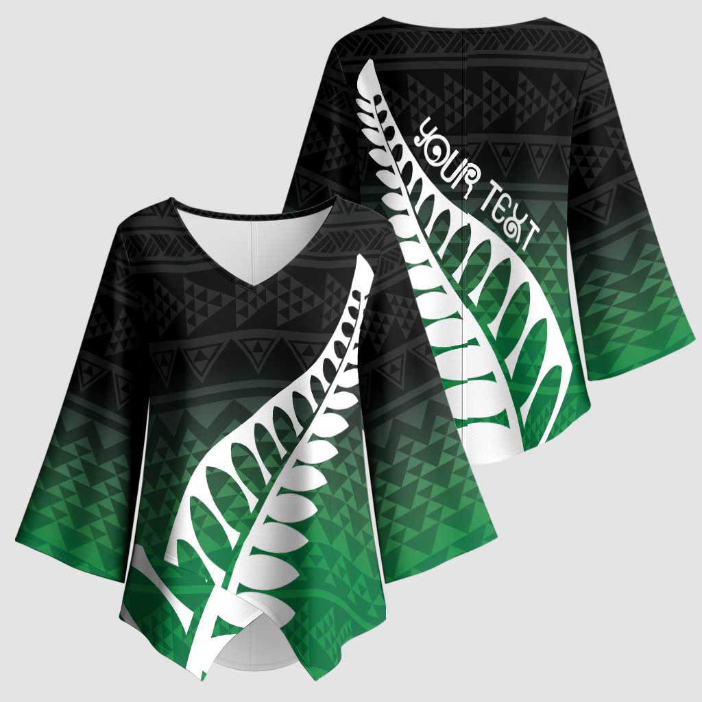 Green Silver Fern Spirit Taniko Tukutuku Personalised Kimono Sleeve Blouse - Aussie Hoodie