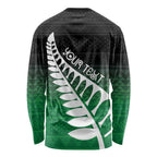 Green Silver Fern Spirit Taniko Tukutuku Personalised Long Sleeve Shirt