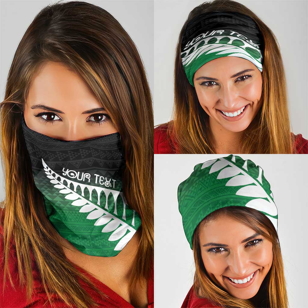 Green Silver Fern Spirit Taniko Tukutuku Personalised Neck Gaiter - Aussie Hoodie
