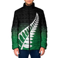 Green Silver Fern Spirit Taniko Tukutuku Personalised Padded Jacket - Aussie Hoodie