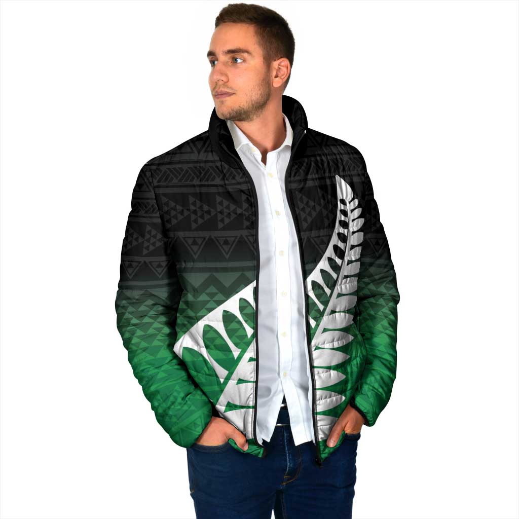 Green Silver Fern Spirit Taniko Tukutuku Personalised Padded Jacket - Aussie Hoodie
