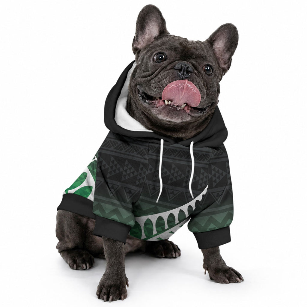 Green Silver Fern Spirit Taniko Tukutuku Personalised Pet Hoodie