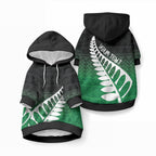 Green Silver Fern Spirit Taniko Tukutuku Personalised Pet Hoodie