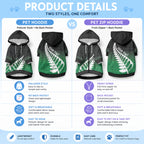 Green Silver Fern Spirit Taniko Tukutuku Personalised Pet Hoodie