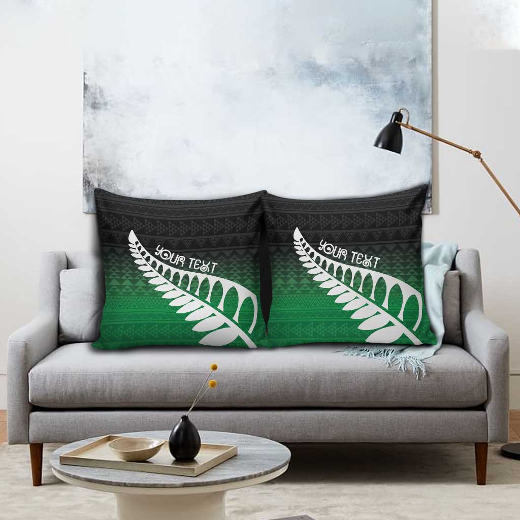 Green Silver Fern Spirit Taniko Tukutuku Personalised Pillow Cover - Aussie Hoodie