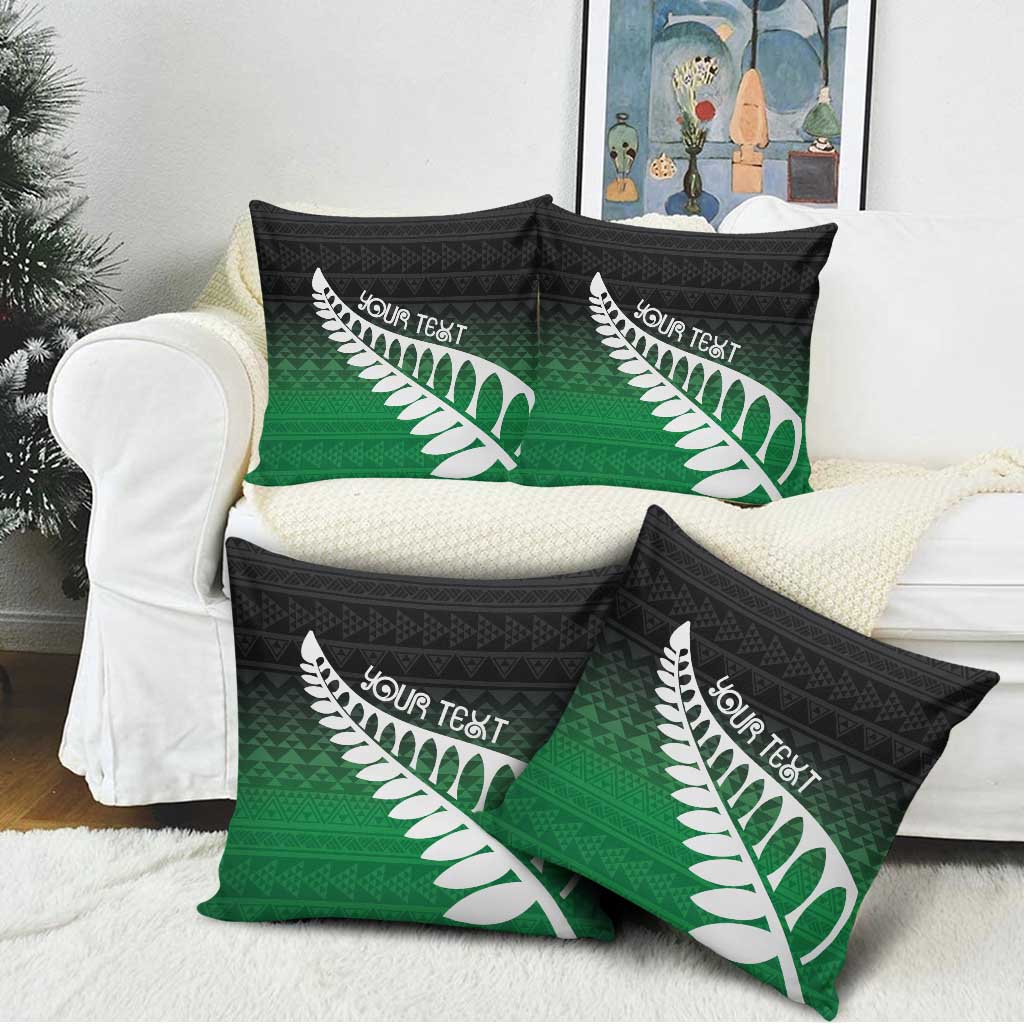 Green Silver Fern Spirit Taniko Tukutuku Personalised Pillow Cover - Aussie Hoodie