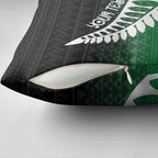 Green Silver Fern Spirit Taniko Tukutuku Personalised Pillow Cover - Aussie Hoodie