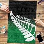 Green Silver Fern Spirit Taniko Tukutuku Personalised Puzzle - Aussie Hoodie