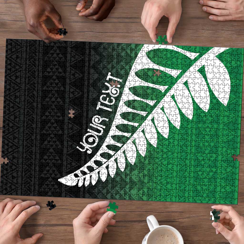 Green Silver Fern Spirit Taniko Tukutuku Personalised Puzzle - Aussie Hoodie