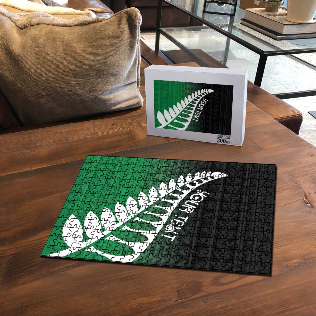 Green Silver Fern Spirit Taniko Tukutuku Personalised Puzzle - Aussie Hoodie