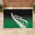 Green Silver Fern Spirit Taniko Tukutuku Personalised Rubber Doormat