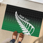 Green Silver Fern Spirit Taniko Tukutuku Personalised Rubber Doormat