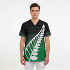 Green Silver Fern Spirit Taniko Tukutuku Personalised Scrub Top - Aussie Hoodie