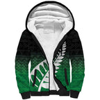 Green Silver Fern Spirit Taniko Tukutuku Personalised Sherpa Hoodie